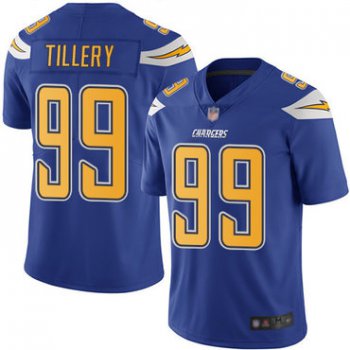 Chargers #99 Jerry Tillery Electric Blue Youth Stitched Football Limited Rush Jersey