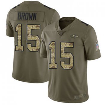 Ravens #15 Marquise Brown Olive Camo Youth Stitched Football Limited 2017 Salute to Service Jersey
