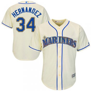 Mariners #34 Felix Hernandez Cream Cool Base Stitched Youth Baseball Jersey