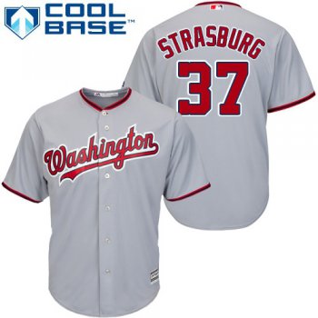 Nationals #37 Stephen Strasburg Grey Cool Base Stitched Youth Baseball Jersey