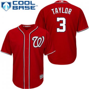 Nationals #3 Michael Taylor Red Cool Base Stitched Youth Baseball Jersey