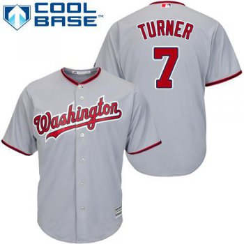 Nationals #7 Trea Turner Grey Cool Base Stitched Youth Baseball Jersey