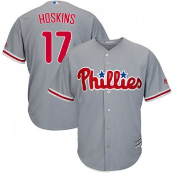 Phillies #17 Rhys Hoskins Grey Cool Base Stitched Youth Baseball Jersey