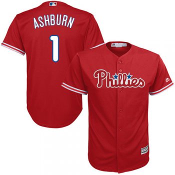 Phillies #1 Richie Ashburn Red Cool Base Stitched Youth Baseball Jersey
