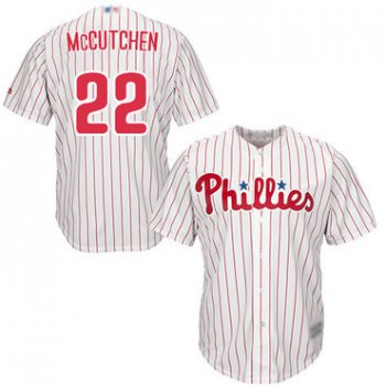 Phillies #22 Andrew McCutchen White(Red Strip) Cool Base Stitched Youth Baseball Jersey