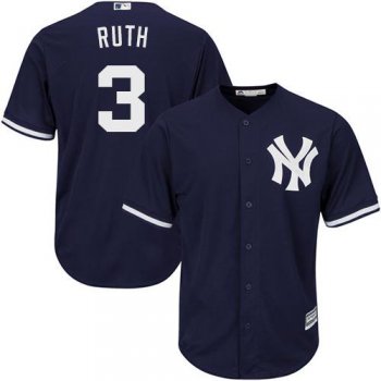 Yankees #3 Babe Ruth Navy blue Cool Base Stitched Youth Baseball Jersey