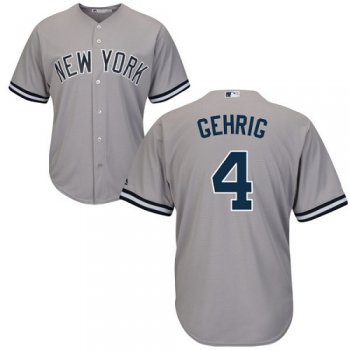 Yankees #4 Lou Gehrig Grey Cool Base Stitched Youth Baseball Jersey