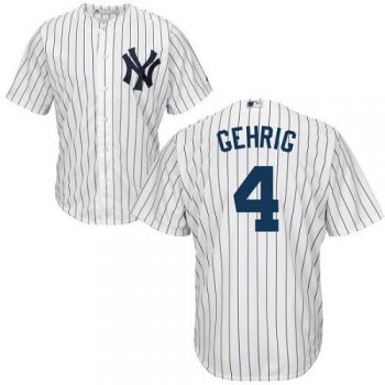 Yankees #4 Lou Gehrig White Cool Base Stitched Youth Baseball Jersey