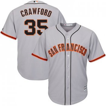Giants #35 Brandon Crawford Grey Road Cool Base Stitched Youth Baseball Jersey