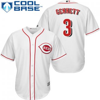 Reds #3 Scooter Gennett White Cool Base Stitched Youth Baseball Jersey