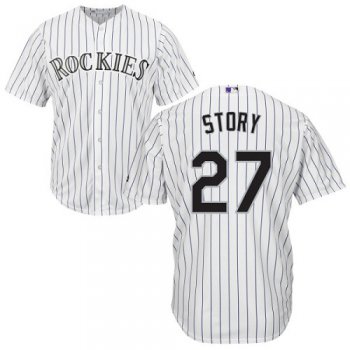Rockies #27 Trevor Story White Cool Base Stitched Youth Baseball Jersey