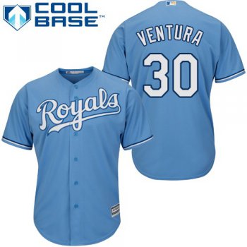 Royals #30 Yordano Ventura Light Blue Cool Base Stitched Youth Baseball Jersey