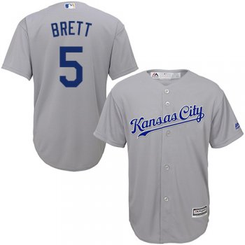 Royals #5 George Brett Grey Cool Base Stitched Youth Baseball Jersey