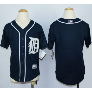Tigers Blank Navy Blue Cool Base Stitched Youth Baseball Jersey