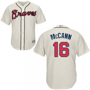 Braves #16 Brian McCann Cream Cool Base Stitched Youth Baseball Jersey