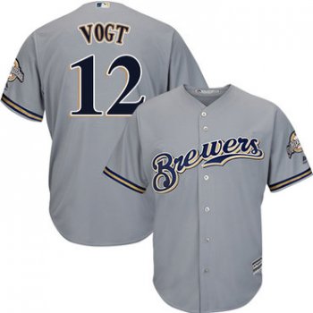 Brewers #12 Stephen Vogt Grey Cool Base Stitched Youth Baseball Jersey