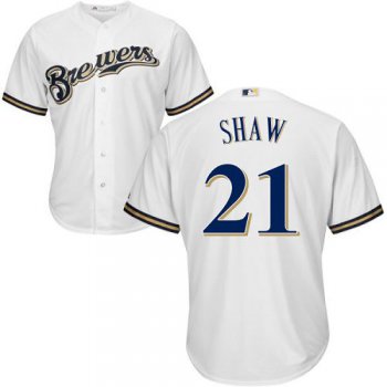 Brewers #21 Travis Shaw White Cool Base Stitched Youth Baseball Jersey
