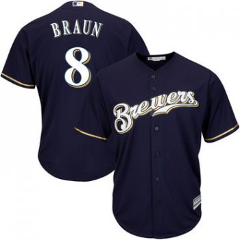 Brewers #8 Ryan Braun Blue Cool Base Stitched Youth Baseball Jersey