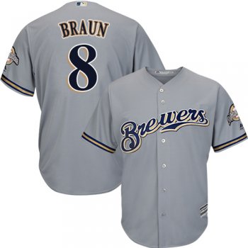 Brewers #8 Ryan Braun Grey Cool Base Stitched Youth Baseball Jersey