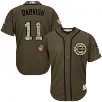 Cubs #11 Yu Darvish Green Salute to Service Stitched Youth Baseball Jersey