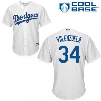 Dodgers #34 Fernando Valenzuela White Cool Base Stitched Youth Baseball Jersey
