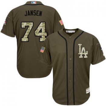 Dodgers #74 Kenley Jansen Green Salute to Service Stitched Youth Baseball Jersey