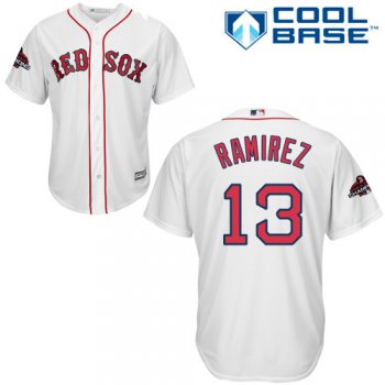 Red Sox #13 Hanley Ramirez White Cool Base 2018 World Series Champions Stitched Youth Baseball Jersey