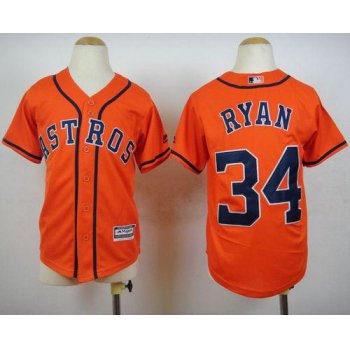 Astros #34 Nolan Ryan Orange Cool Base Stitched Youth Baseball Jersey