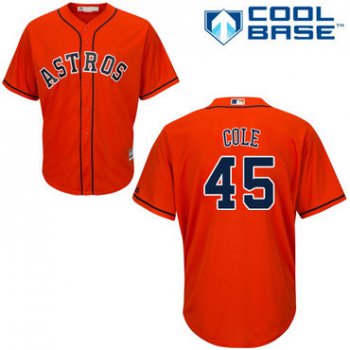 Astros #45 Gerrit Cole Orange Cool Base Stitched Youth Baseball Jersey
