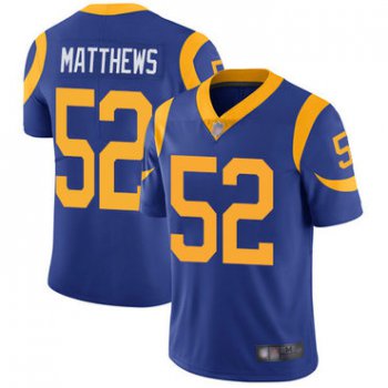 Rams #52 Clay Matthews Royal Blue Alternate Youth Stitched Football Vapor Untouchable Limited Jersey