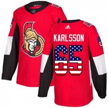 Kid Adidas Senators 65 Erik Karlsson Red Home Authentic USA Flag Stitched NHL Jersey
