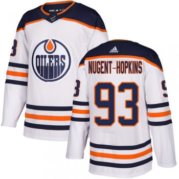 Youth Adidas Edmonton Oilers #93 Ryan Nugent-Hopkins Away White NHL Alternate Jersey