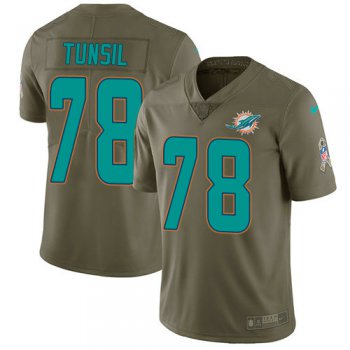 Youth Nike Dolphins 78 Laremy Tunsil Olive Stitched NFL Limited 2017 Salute to Service Jersey