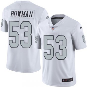 Youth Nike Oakland Raiders 53 NaVorro Bowman White Stitched NFL Limited Rush Jersey