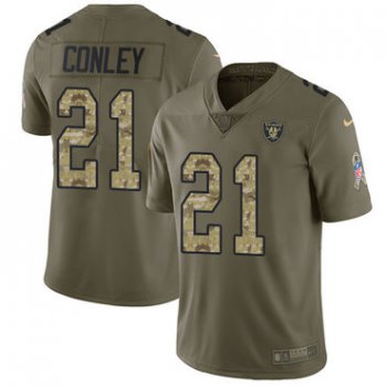 Nike Raiders #21 Gareon Conley Olive Camo Youth Stitched NFL Limited 2017 Salute to Service Jersey
