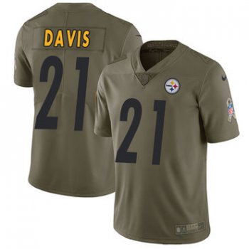 Nike Steelers #21 Sean Davis Olive Youth Stitched NFL Limited 2017 Salute to Service Jersey