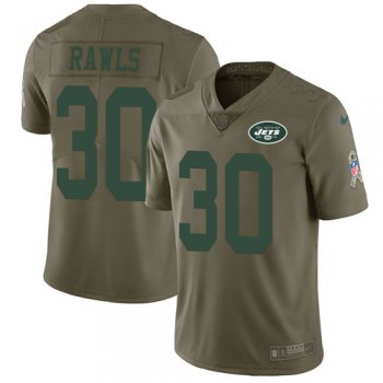 Youth Nike Jets #30 Thomas Rawls Olive Stitched NFL Limited 2017 Salute to Service Jersey