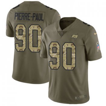 Nike Buccaneers #90 Jason Pierre-Paul Olive Camo Youth Stitched NFL Limited 2017 Salute to Service Jersey
