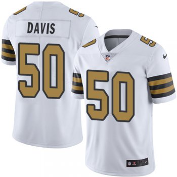Nike Saints #50 DeMario Davis White Youth Stitched NFL Limited Rush Jersey