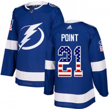 Adidas Tampa Bay Lightning #21 Brayden Point Blue Home Authentic USA Flag Stitched Youth NHL Jersey