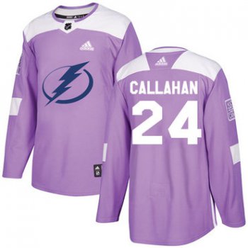 Adidas Tampa Bay Lightning #24 Ryan Callahan Purple Authentic Fights Cancer Stitched Youth NHL Jersey