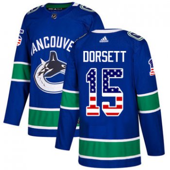 Adidas Vancouver Canucks #15 Derek Dorsett Blue Home Authentic USA Flag Youth Stitched NHL Jersey