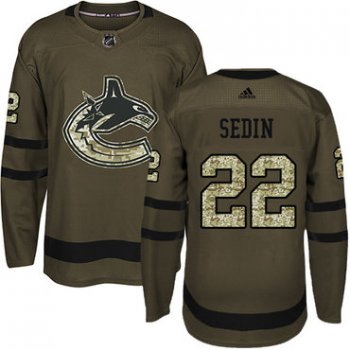 Adidas Vancouver Canucks #22 Daniel Sedin Green Salute to Service Youth Stitched NHL Jersey