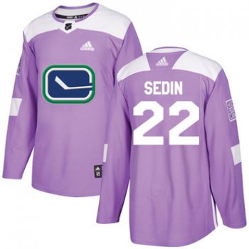 Adidas Vancouver Canucks #22 Daniel Sedin Purple Authentic Fights Cancer Youth Stitched NHL Jersey