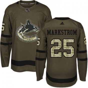 Adidas Vancouver Canucks #25 Jacob Markstrom Green Salute to Service Youth Stitched NHL Jersey