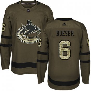 Adidas Vancouver Canucks #6 Brock Boeser Green Salute to Service Youth Stitched NHL Jersey