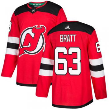 Adidas New Jersey Devils #63 Jesper Bratt Red Home Authentic Stitched Youth NHL Jersey
