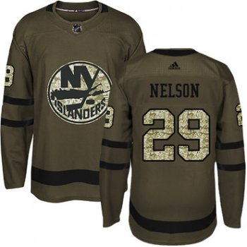 Adidas New York Islanders #29 Brock Nelson Green Salute to Service Stitched Youth NHL Jersey