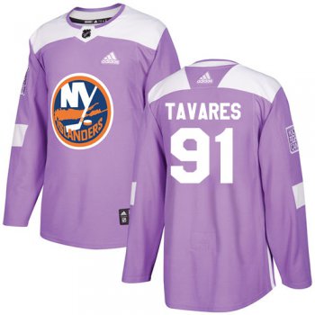 Adidas New York Islanders #91 John Tavares Purple Authentic Fights Cancer Stitched Youth NHL Jersey