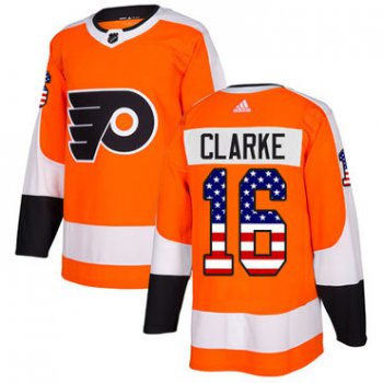 Adidas Philadelphia Flyers #16 Bobby Clarke Orange Home Authentic USA Flag Stitched Youth NHL Jersey